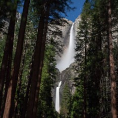 Upper and Lower Yosemite Falls at Night